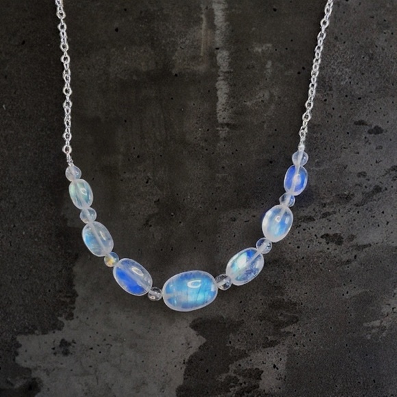 Hand Made Rainbow Moonstone Necklace - Picture 3 of 11